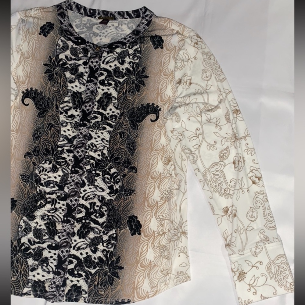 Dana Buchman Patterned Button Down Long Sleeve Bl… - image 3